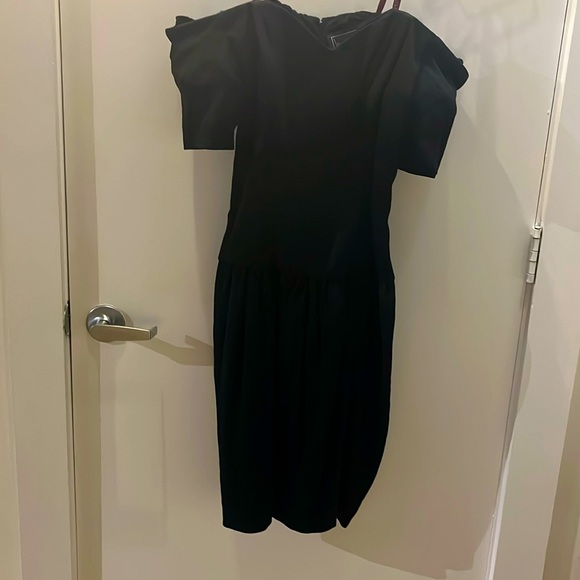Robe Cocktail Nicole Miller Noire Sarcelle Asymétrique - Taille 0 (XS) - Soie Mixte, Une épaule - Neuf Avec étiquettes